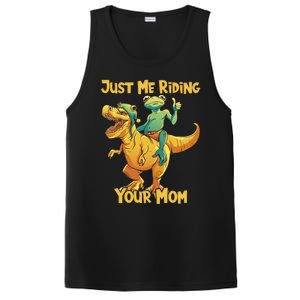 Funny Frog Riding T Rex Your Mom Sarcastic Joke Gift PosiCharge Competitor Tank