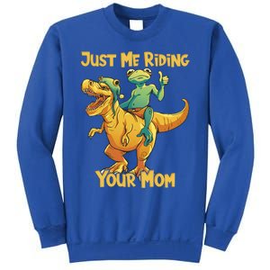 Funny Frog Riding T Rex Your Mom Sarcastic Joke Gift Sweatshirt