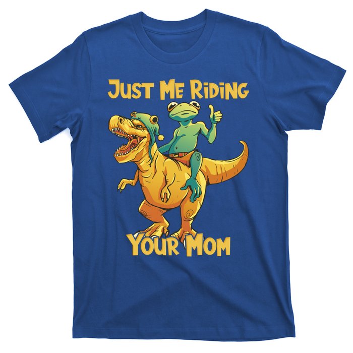 Funny Frog Riding T Rex Your Mom Sarcastic Joke Gift T-Shirt