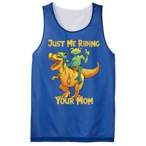 Funny Frog Riding T Rex Your Mom Sarcastic Joke Gift Mesh Reversible Basketball Jersey Tank