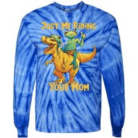 Funny Frog Riding T Rex Your Mom Sarcastic Joke Gift Tie-Dye Long Sleeve Shirt