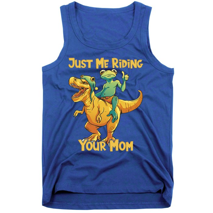 Funny Frog Riding T Rex Your Mom Sarcastic Joke Gift Tank Top