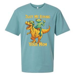 Funny Frog Riding T Rex Your Mom Sarcastic Joke Gift Sueded Cloud Jersey T-Shirt