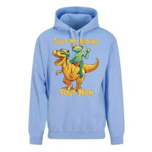 Funny Frog Riding T Rex Your Mom Sarcastic Joke Gift Unisex Surf Hoodie