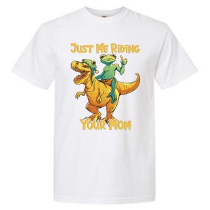 Funny Frog Riding T Rex Your Mom Sarcastic Joke Gift Garment-Dyed Heavyweight T-Shirt