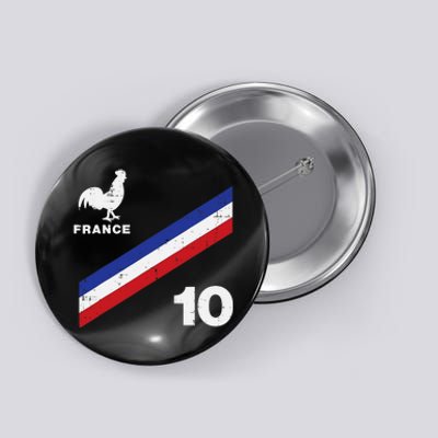 France Flag Rooster Number 10 Soccer Fan Button