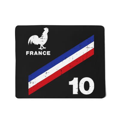 France Flag Rooster Number 10 Soccer Fan Mousepad