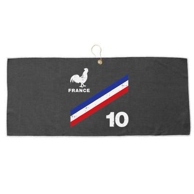 France Flag Rooster Number 10 Soccer Fan Large Microfiber Waffle Golf Towel