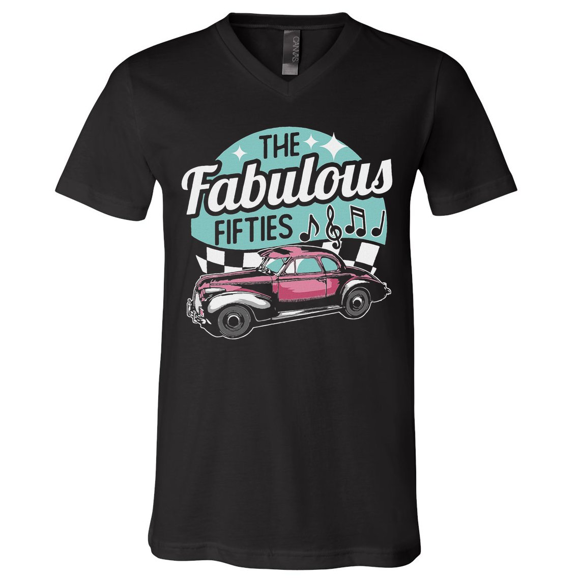 Fabulous Fifties Rockabilly Classic Car Psychobilly Rocker V-Neck T-Shirt