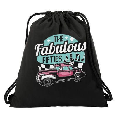 Fabulous Fifties Rockabilly Classic Car Psychobilly Rocker Drawstring Bag