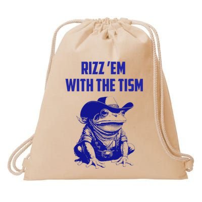Funny Frog Rizz Em With The Tism Drawstring Bag