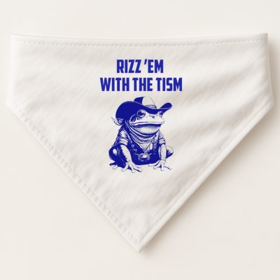 Funny Frog Rizz Em With The Tism USA-Made Doggie Bandana