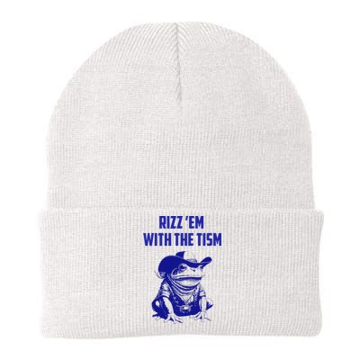 Funny Frog Rizz Em With The Tism Knit Cap Winter Beanie