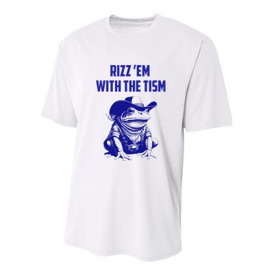 Funny Frog Rizz Em With The Tism Youth Performance Sprint T-Shirt