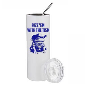 Funny Frog Rizz Em With The Tism Stainless Steel Tumbler