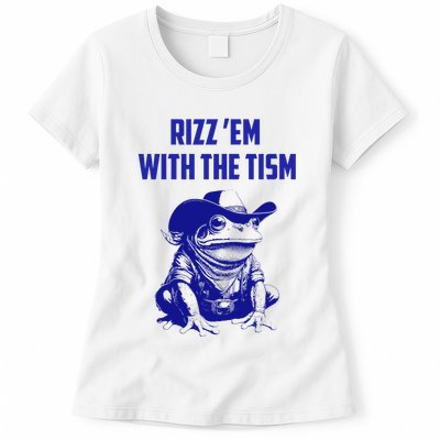 Funny Frog Rizz Em With The Tism Womens T-Shirt