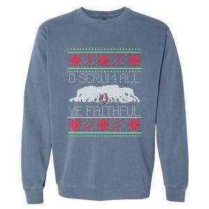 Funny Football Rugby Ugly Christmas Style Gift Garment-Dyed Sweatshirt