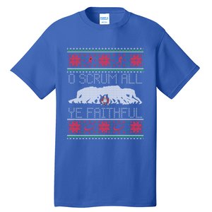 Funny Football Rugby Ugly Christmas Style Gift Tall T-Shirt