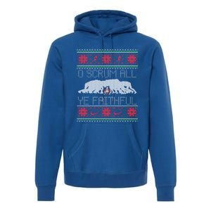 Funny Football Rugby Ugly Christmas Style Gift Premium Hoodie