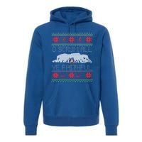 Funny Football Rugby Ugly Christmas Style Gift Premium Hoodie