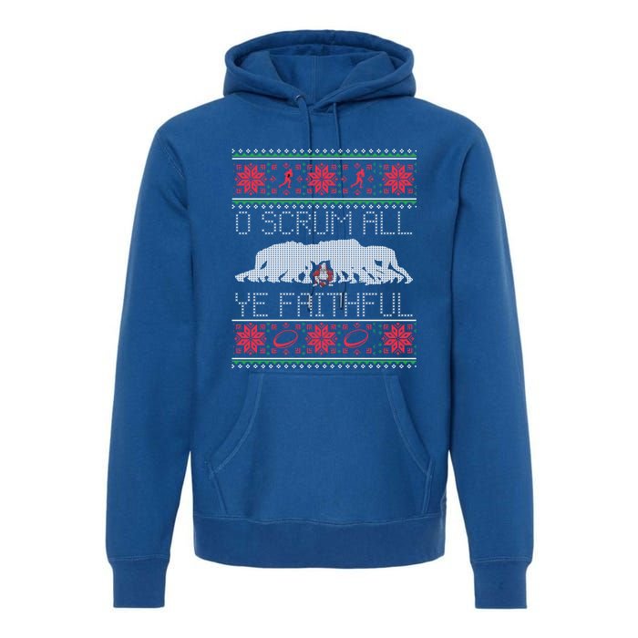 Funny Football Rugby Ugly Christmas Style Gift Premium Hoodie