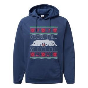 Funny Football Rugby Ugly Christmas Style Gift Performance Fleece Hoodie