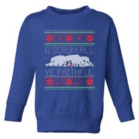 Funny Football Rugby Ugly Christmas Style Gift Toddler Sweatshirt