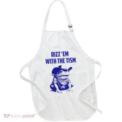 Funny Frog Rizz Em With The Tism Full-Length Apron With Pockets