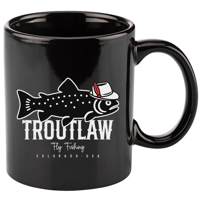 Fly Fishing Rainbow Trout Wearing A Hat Feather Cap 11oz C Handle Ceramic Mug