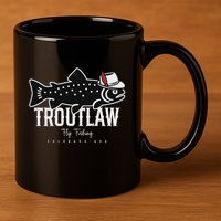 Fly Fishing Rainbow Trout Wearing A Hat Feather Cap 11oz C Handle Ceramic Mug