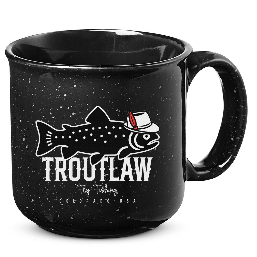 Fly Fishing Rainbow Trout Wearing A Hat Feather Cap 15oz Campfire Ceramic Mug