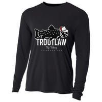 Fly Fishing Rainbow Trout Wearing A Hat Feather Cap Cooling Performance Long Sleeve Crew