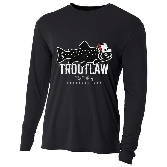 Fly Fishing Rainbow Trout Wearing A Hat Feather Cap Cooling Performance Long Sleeve Crew