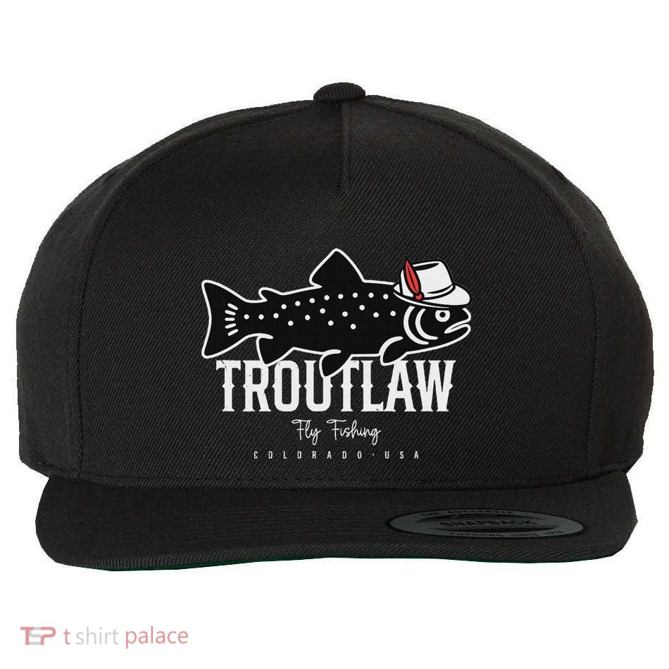 Fly Fishing Rainbow Trout Wearing A Hat Feather Cap Wool Snapback Cap
