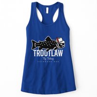 Fly Fishing Rainbow Trout Wearing A Hat Feather Cap Womens Tank Top