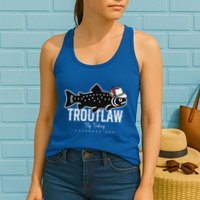 Fly Fishing Rainbow Trout Wearing A Hat Feather Cap Womens Tank Top