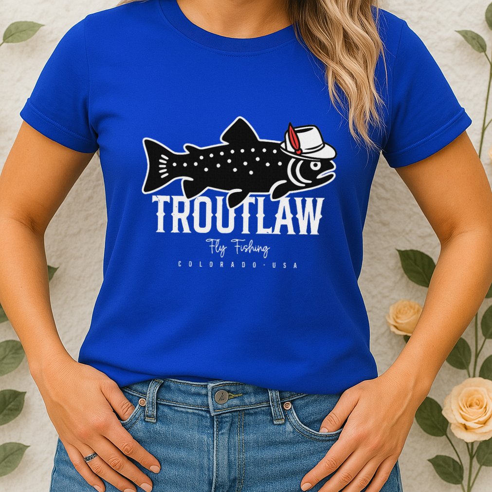 Fly Fishing Rainbow Trout Wearing A Hat Feather Cap Womens T-Shirt
