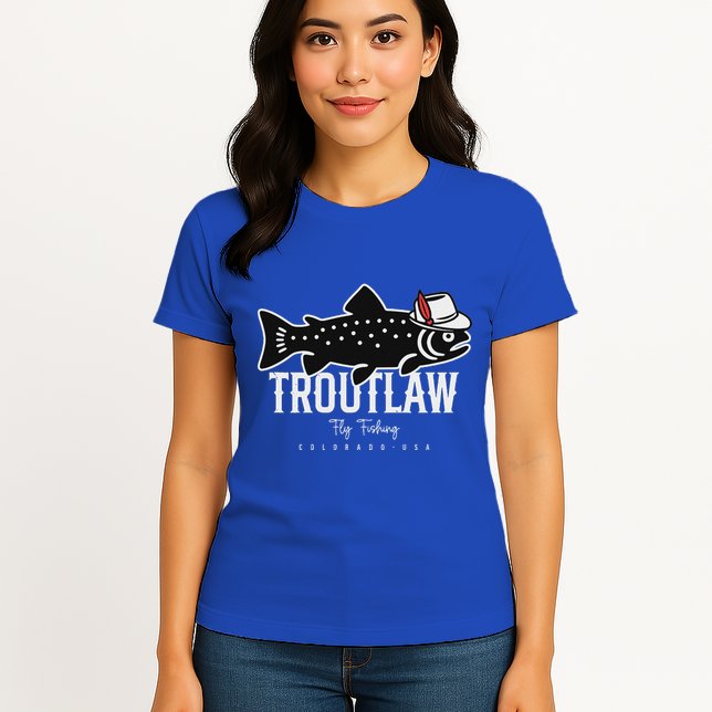 Fly Fishing Rainbow Trout Wearing A Hat Feather Cap Womens T-Shirt