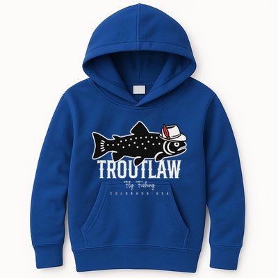 Fly Fishing Rainbow Trout Wearing A Hat Feather Cap Kids Hoodie