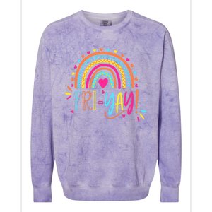 Fri-Yay Friday Rainbow Funny Teacher Tees Colorblast Crewneck Sweatshirt