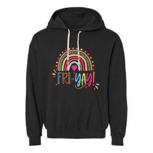 Fri-Yay Friday Rainbow Funny Teacher Tees Garment-Dyed Fleece Hoodie