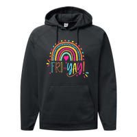 Fri-Yay Friday Rainbow Funny Teacher Tees Performance Fleece Hoodie