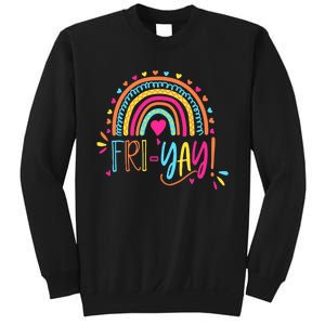 Fri-Yay Friday Rainbow Funny Teacher Tees Sweatshirt