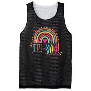 Fri-Yay Friday Rainbow Funny Teacher Tees Mesh Reversible Basketball Jersey Tank