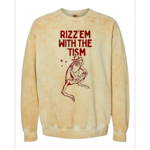 Funny Frog Rizz Em With The Tism Colorblast Crewneck Sweatshirt