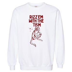 Funny Frog Rizz Em With The Tism Garment-Dyed Sweatshirt