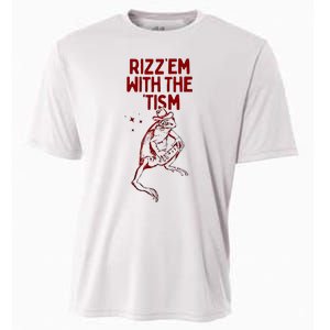 Funny Frog Rizz Em With The Tism Cooling Performance Crew T-Shirt