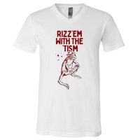 Funny Frog Rizz Em With The Tism V-Neck T-Shirt