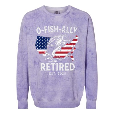 Fisherman Fishing Retirement Ofishally Retired 2025 Colorblast Crewneck Sweatshirt