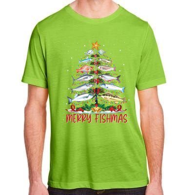 Fish Fishing Rod Christmas Tree Fisherman Merry Fishmas Adult ChromaSoft Performance T-Shirt